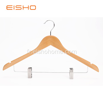 Cintres de costume en bois avec clips EWH0051-P66